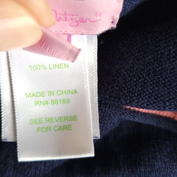 Lilly Pulitzer Liesel Sweater Linen Navy Lightweight Button Sides Women Small - Picture 12 of 13